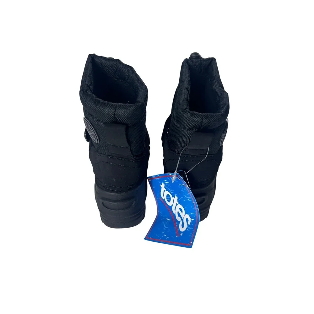 Totes Taelor Black Winter Snow Boots Toddler Size 6 Hook‎ Loop Bungee Toggle NEW